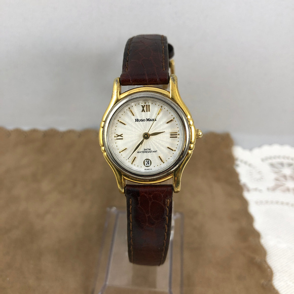 Hugo Maxx Ladies 18P Gold Plated Brown Strap Watch main image 4